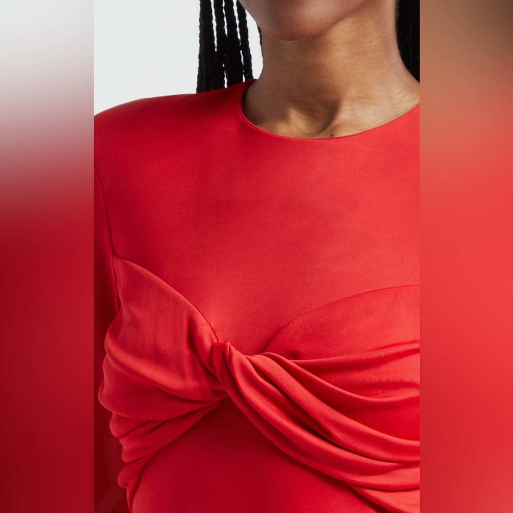 FARM Rio Long Sleeve Midi Dress. Color: Red. Size:M NWT - Picture 3 of 8